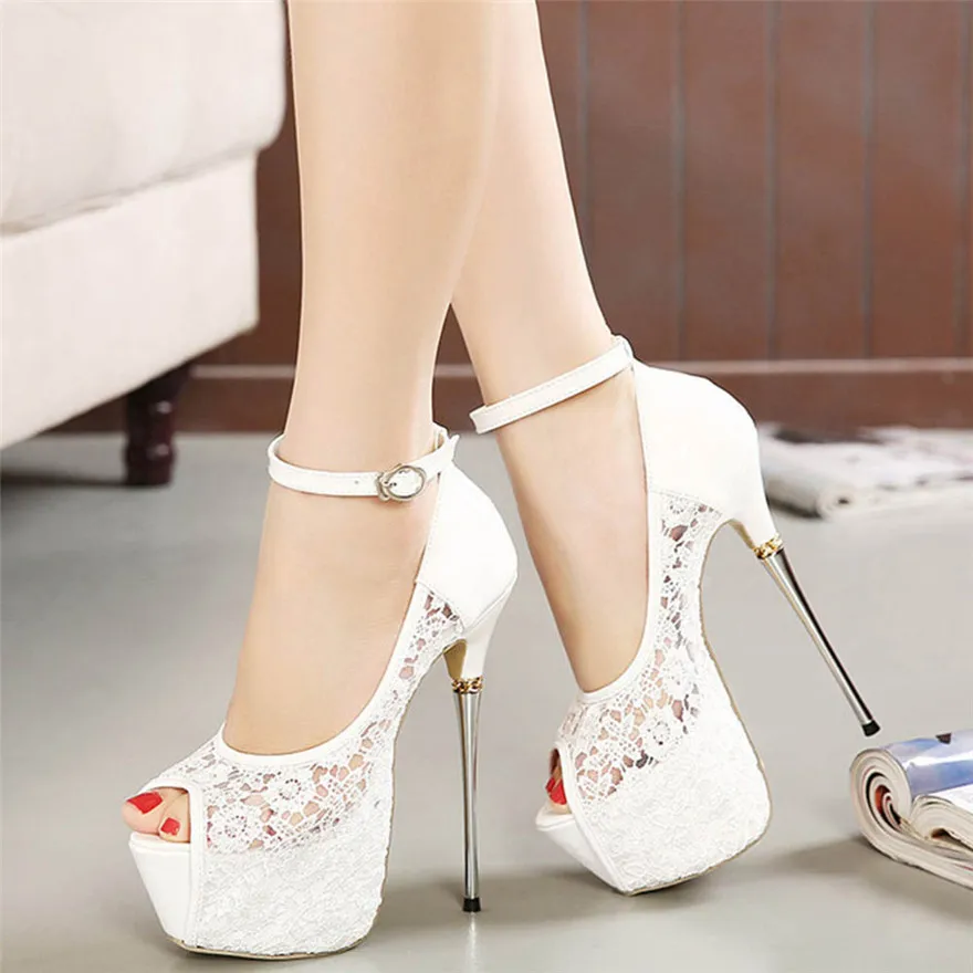 

Fish Mouth High Heels Nightclub Pole Dance Stage Shoes Ultra High Heels Waterproof Platform Black Sexy Lace Strap Sandals