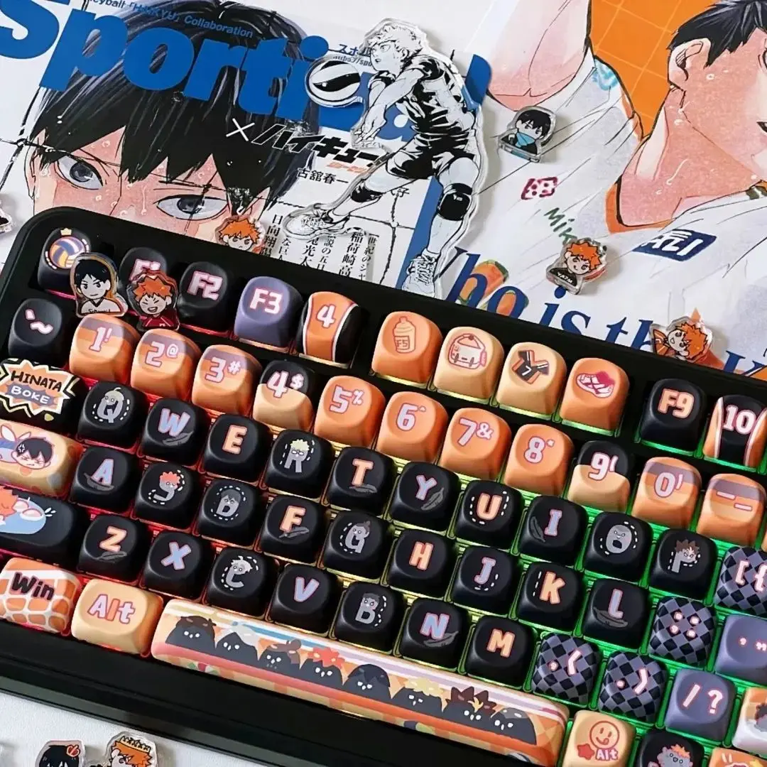 anime voleibol juventude keycaps conjunto de teclas pbt moa sublimacao cap teclado mecanico para alice ansi mx switch 01