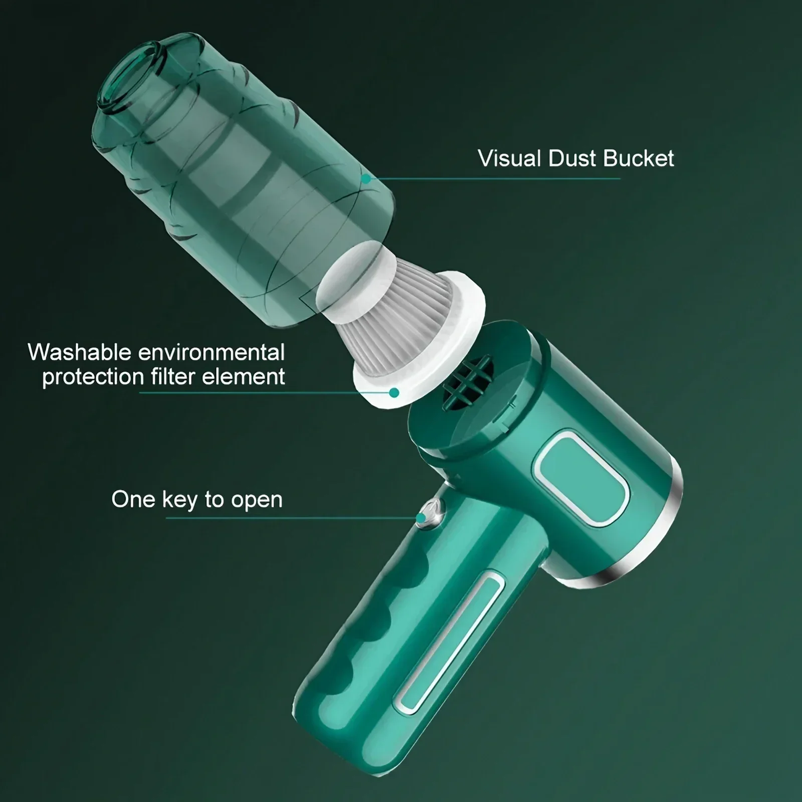 مكنسة كهربائية محمولة لاسلكية 120 وات 29000Pa شفط قوي لتنظيف أريكة السيارة والسجاد والمكتب ورف الكتب