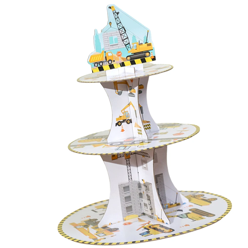 

Boys Birthday Party Cake Display Holder Cartoon Design Three-Layer Cake Stand Cupcake Display Dessert Tower Cupcake Stand