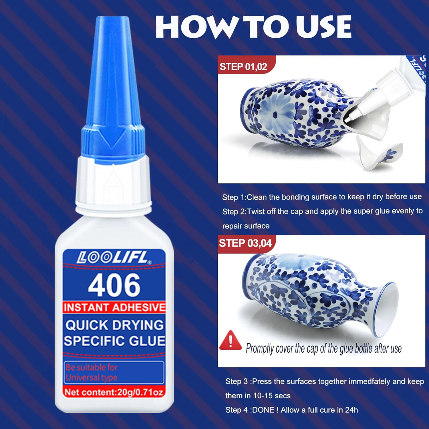 LOOLIFL New 406 Super Instant Glue Cyanoacrylate Super Glue 10 Second Quick Drying Adhesive For Ceramics Wood Quick Fix Tools image 4