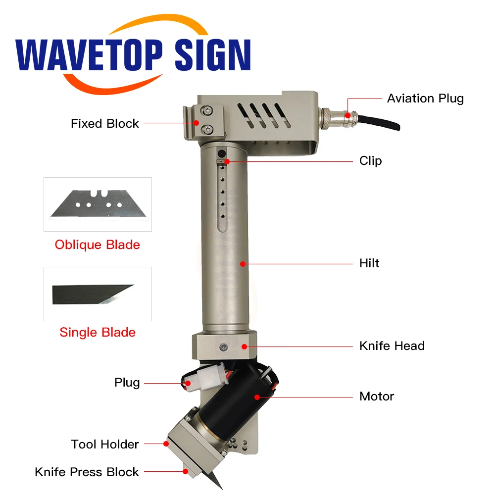 WaveTopSign-cuchillo oblicuo vibratorio, espesor de 17mm, cabezal de cuchillo vibratorio para tablero de panal de PVC de vidrio blando y tablero KT