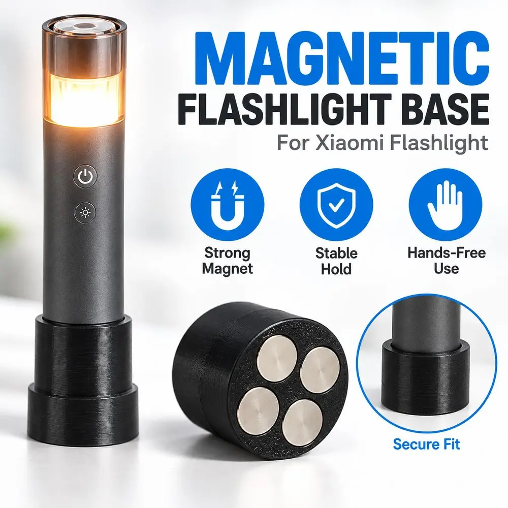 3D Printed Magnetic Flashlight Base Anti-Drop Strong Magnet Torch Stand Secure Hold Flashlight Holder For Xiaomi Flashlight Use