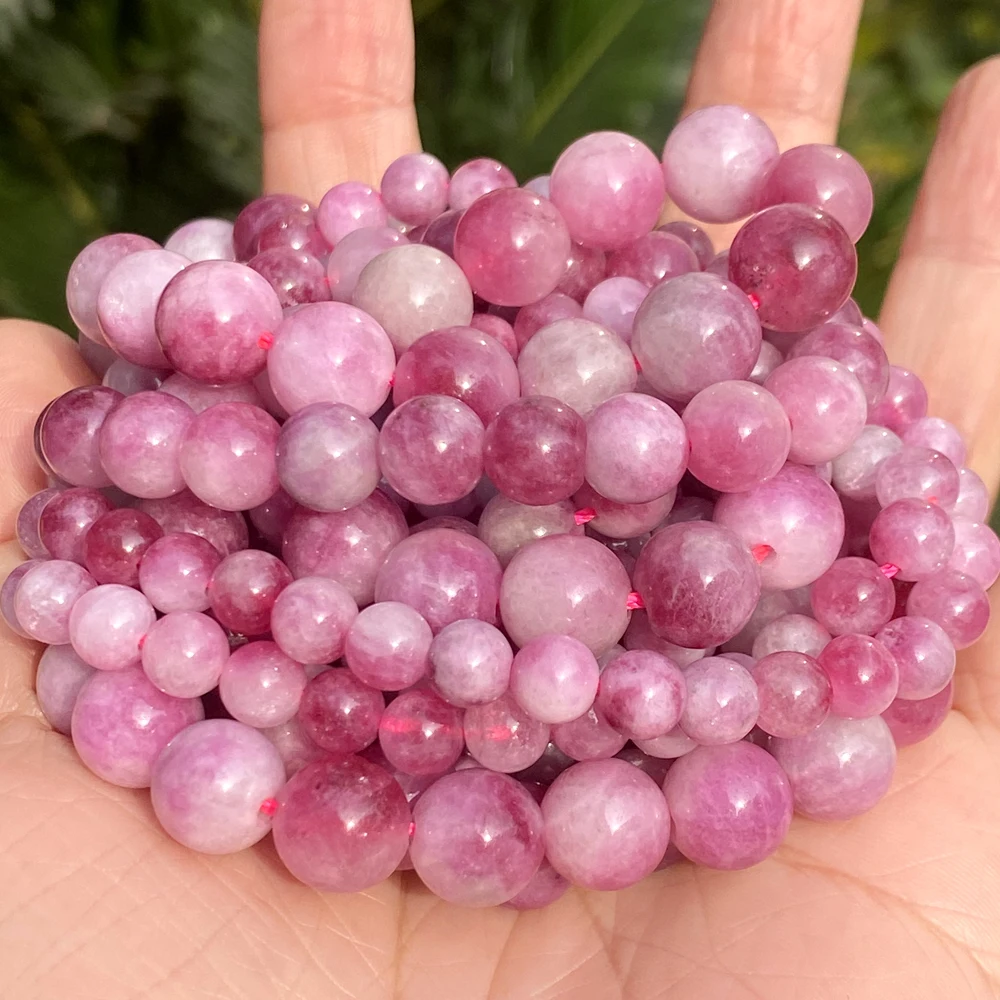 6 8 10mm Natural Stone Beads Plum Tourmaline Jade Round Spacer Beads For Jewelry Making DIY Handmade Bracelet Necklace 15''