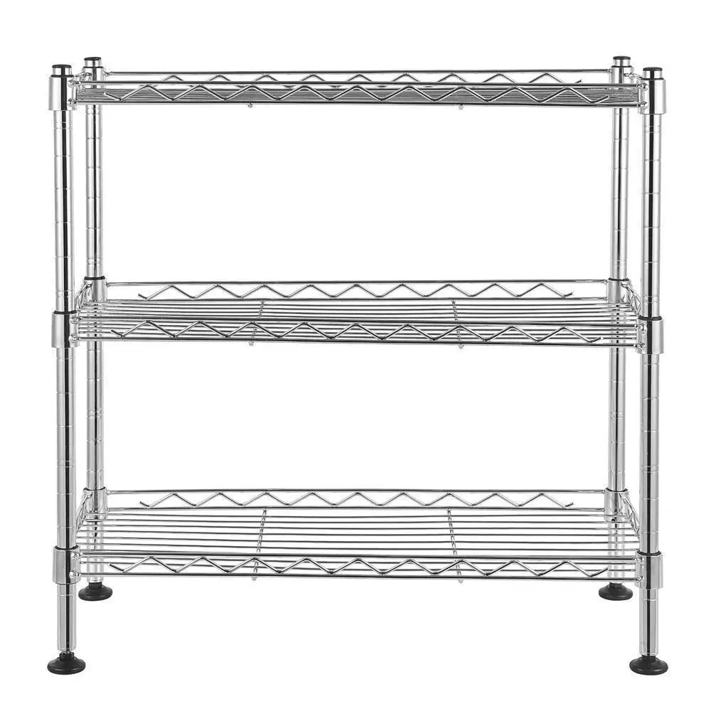 3-Tier Adjustable Storage Shelving Unit Metal Organizer Wire Rack Shelf