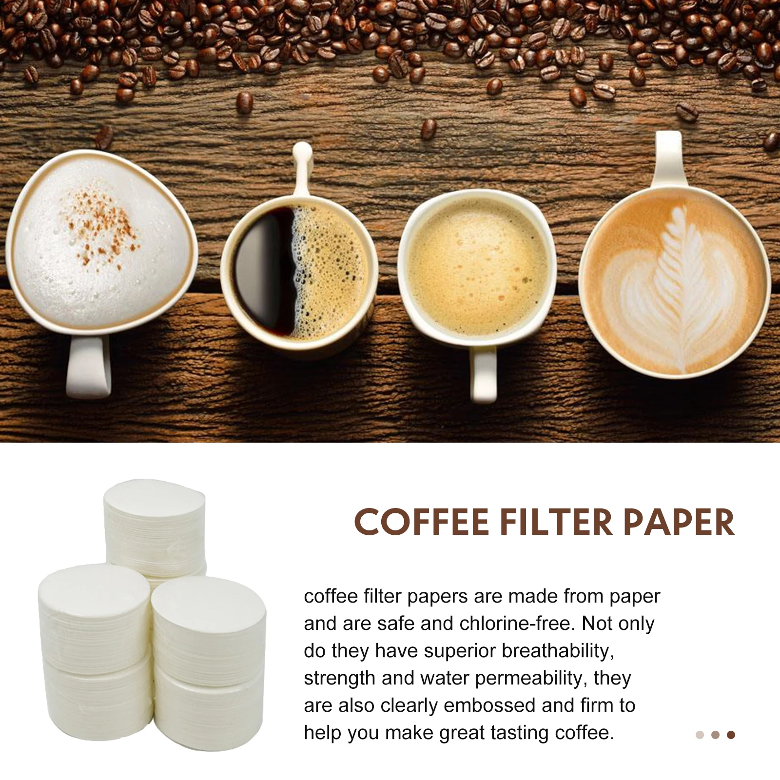 Carta da filtro per caffè 350 pezzi compatibile con Aeropress, Micro filtri in carta 64mm