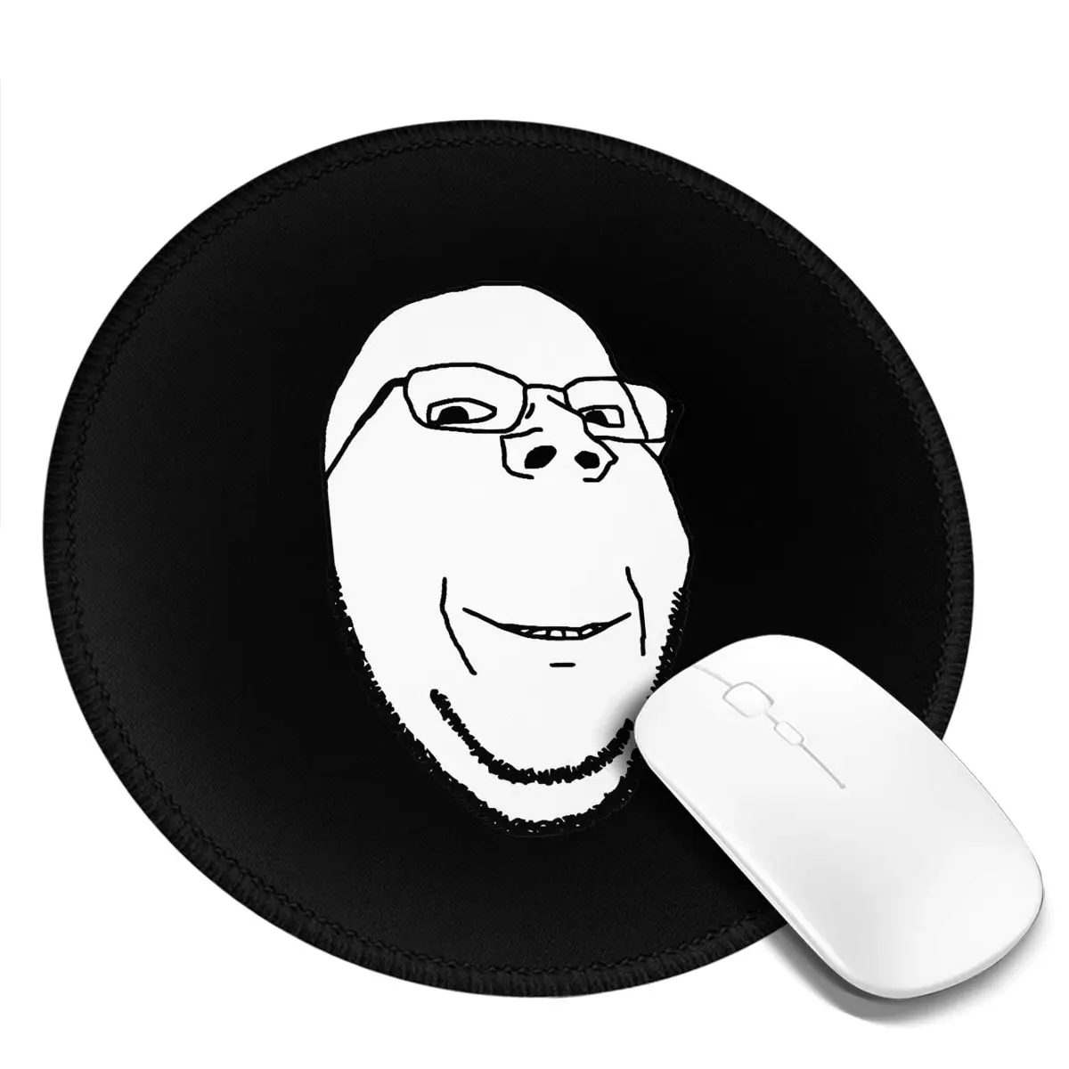 

Smiling Wholesome Wojak Soyjak Round Mouse Pad Computer Keyboard Mouse Mat Gamer Laptop Desk Mat Office Table Mats