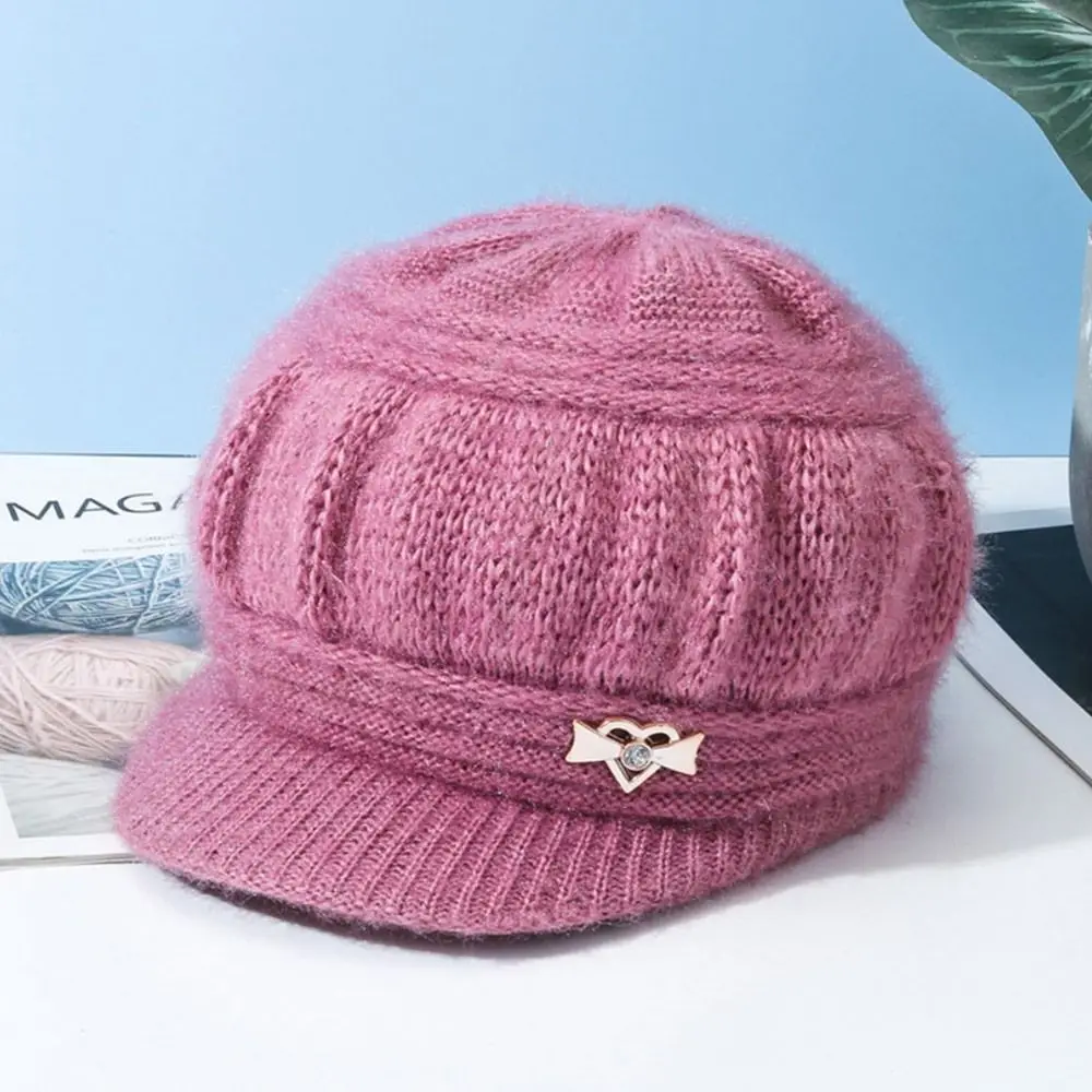 Winter Warm Knitted Wool Hat Solid Color Windproof Knitted Hat Cap Middle Aged