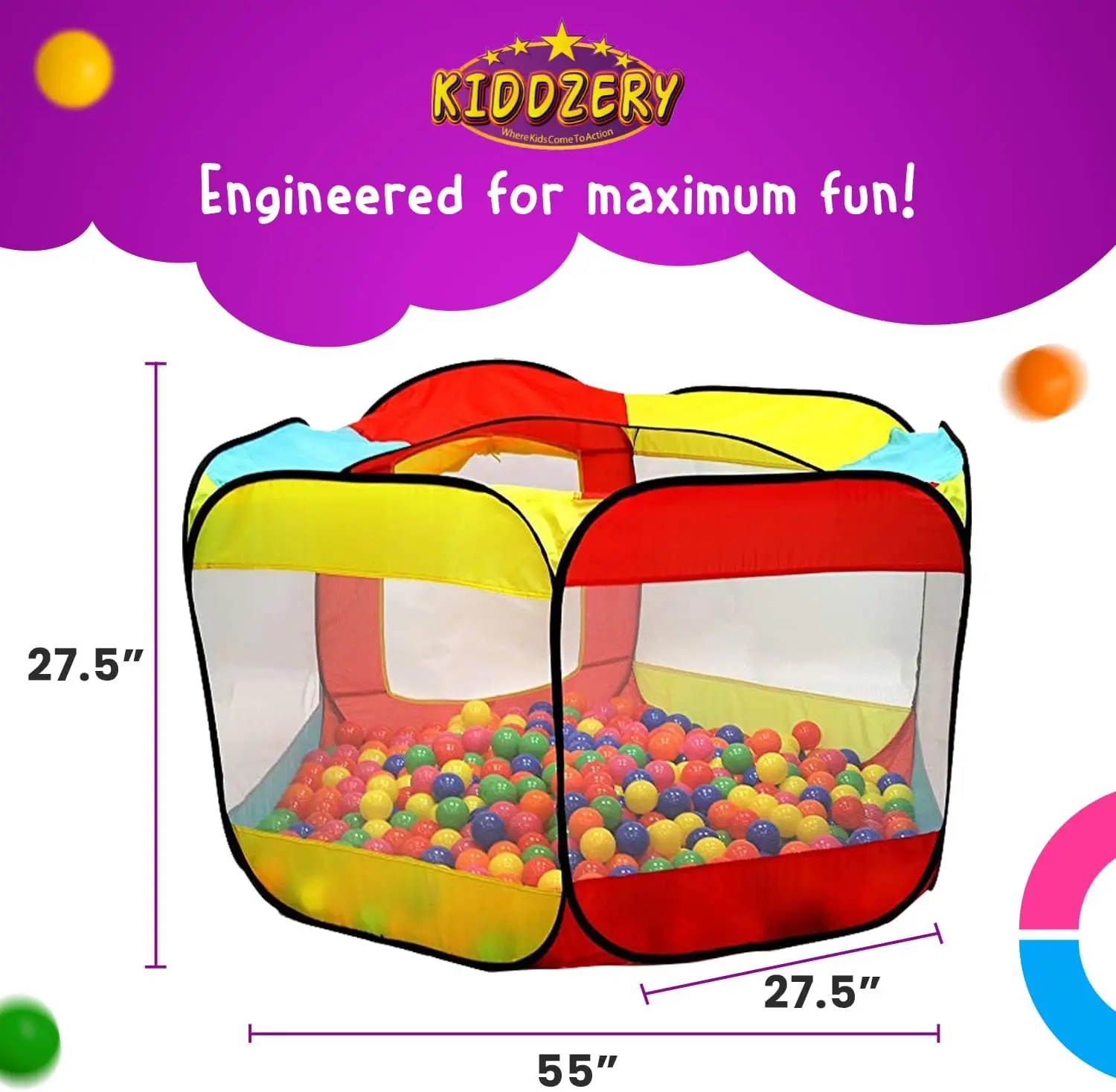 Kids Ball Pit Large Pop Up Ball Pit Tent for Toddlers - Indoor & Outdoor Gift Toys for Infants Girls & Boys, Baby Playpen with Z