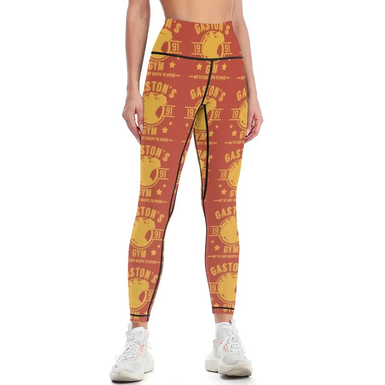 Gaston's Gym (Red & Yellow Version) Leggings Fitness clothing gym's clothing gym's sportswear gym clothing Womens Leggings
