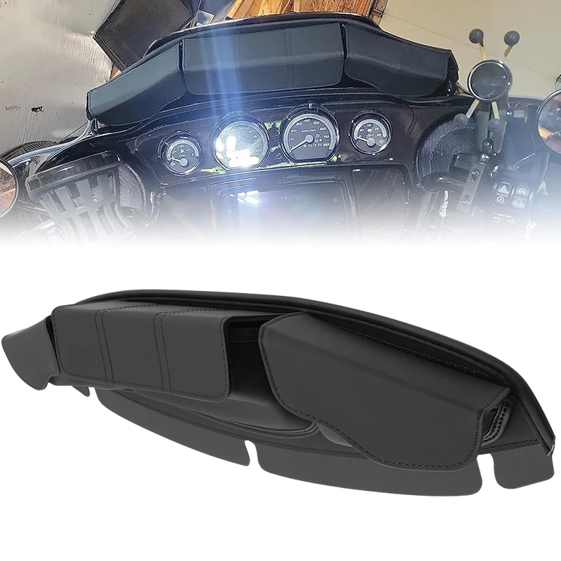 

Black Motorcycle Accessories 3-Pocket Pouch Windshield Bag Batwing Fairing Bags for Harley Touring Electra Street Glide 2014-UP