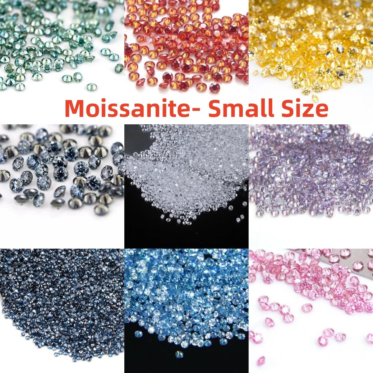 

Premium Cut Small Size Stones Loose Sea Blue Green Pink Purple Moissanite 0.8-3mm D color Lab Grown Moissanite Diamonds Bead