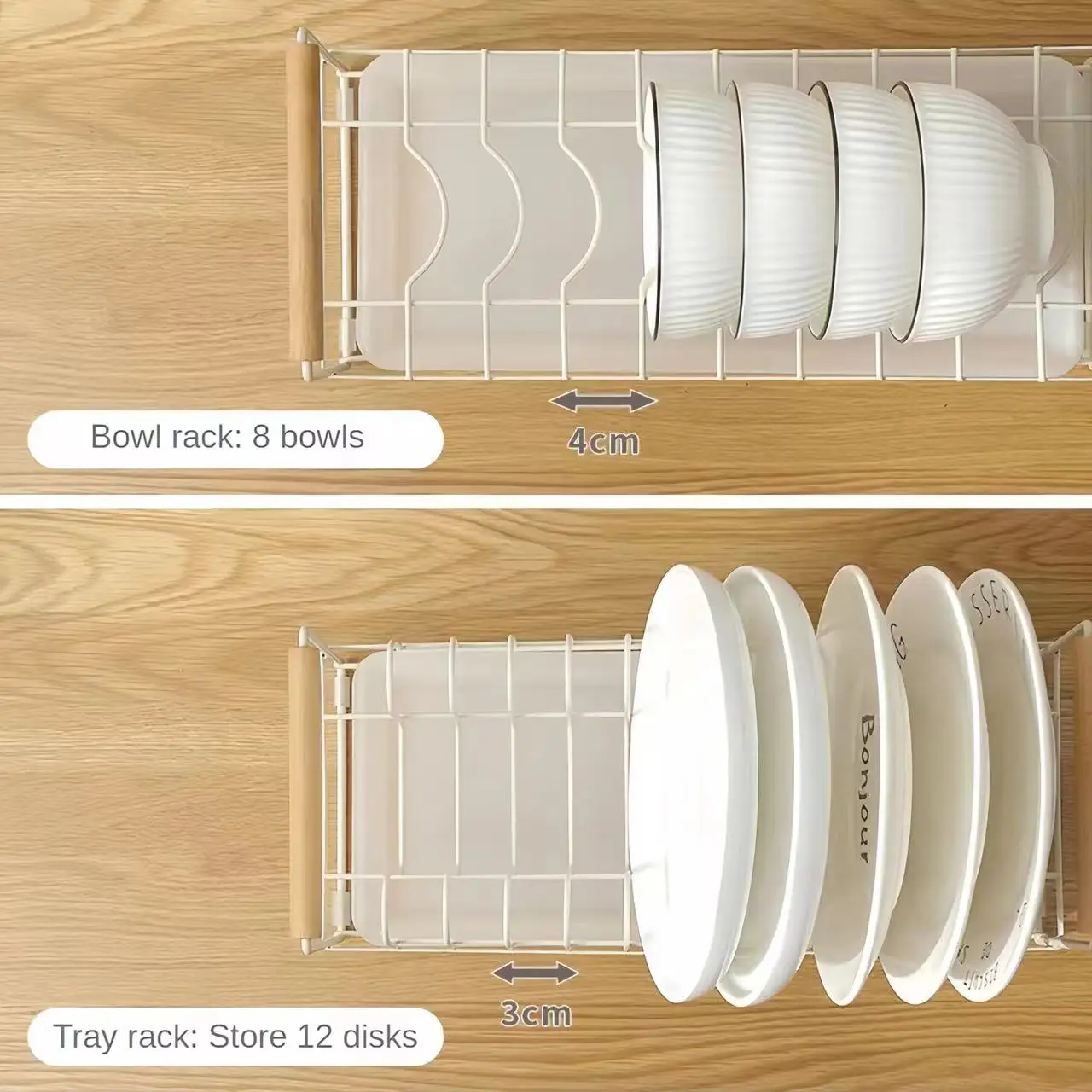 Utensil Storage Rack Kitchen Storage Rack Perforation-Free Drain Bowl Tray Rack Household Countertop Utensil Cabinet Rack