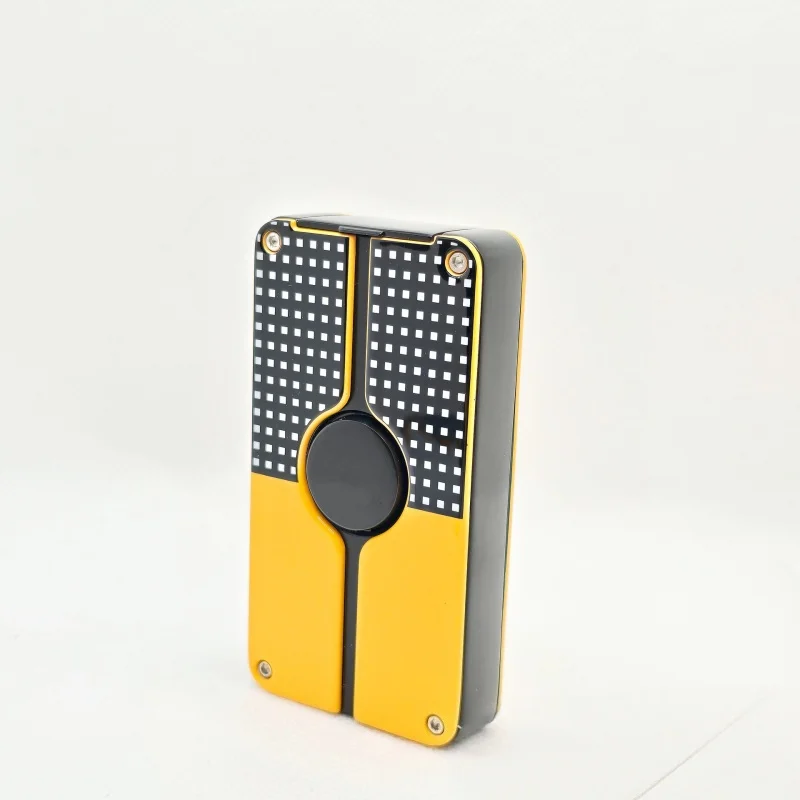 ولاعة غاز البيوتان المعدنية المقاومة للرياح، ولاعة سيجار محمولة بثلاثة لهب باللون الأزرق مع لكمة السيجار، ولاعة سيجار للرجال #5