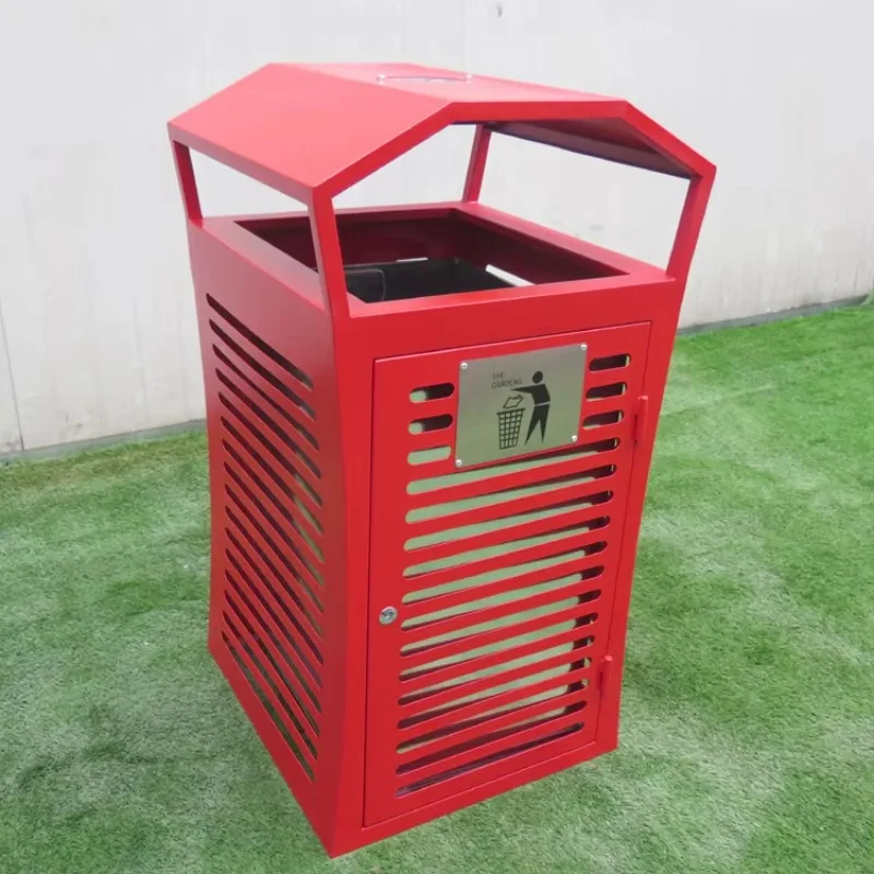 Wholesale custom exquisite design outdoor trash can metal galvanized steel square trash can