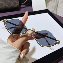 Fashionable Diamond Shaped Metal Sunglasses 2025 New Simple Beach Sunshade Sunglasses Internet Famous Same Style Sunglasses