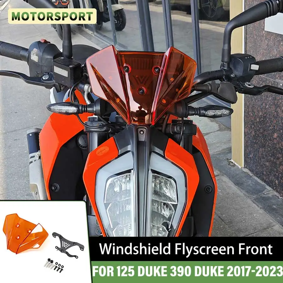 For 125 DUKE 390 DUKE 2017-2023 2022 125DUKE 390DUKE Motorcycle Windshield Flyscreen Front Wind Deflector Shield Screen Airflow