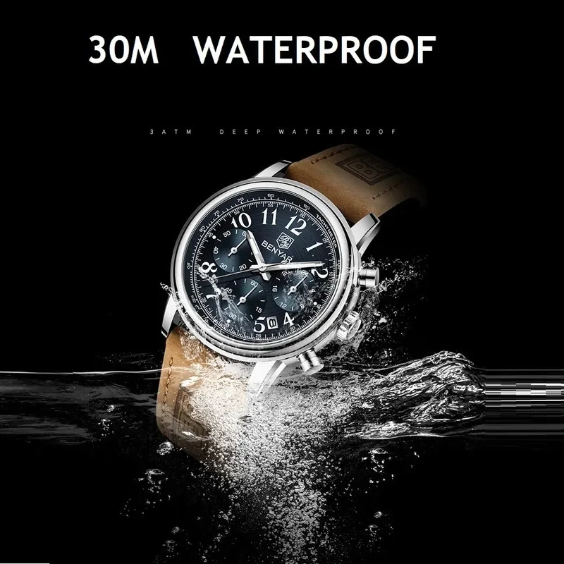 BENYAR For Mens Watch Quartz Wristwatch Luxury Leather Military Waterproof Date Relogio Masculino Sports Reloj Hombre Latest