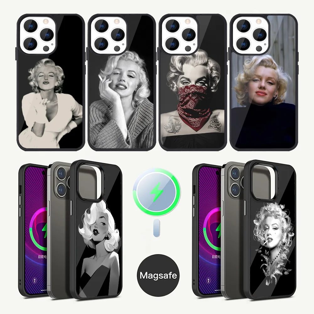 

M-Marilyn M-Monroe Retro Phone Case For iPhone 16,15,14,13,12,11,Plus,Pro,Max Mini Magsafe Magnetic Wireless Charging