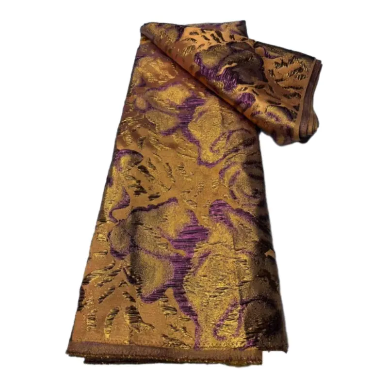 Luxury Garment Fabrics Organza African Lace Fabrics 2026 Brown Damask Cloth Brocade Bridal Lace Fabric For Wedding Dress KB5357 view 5
