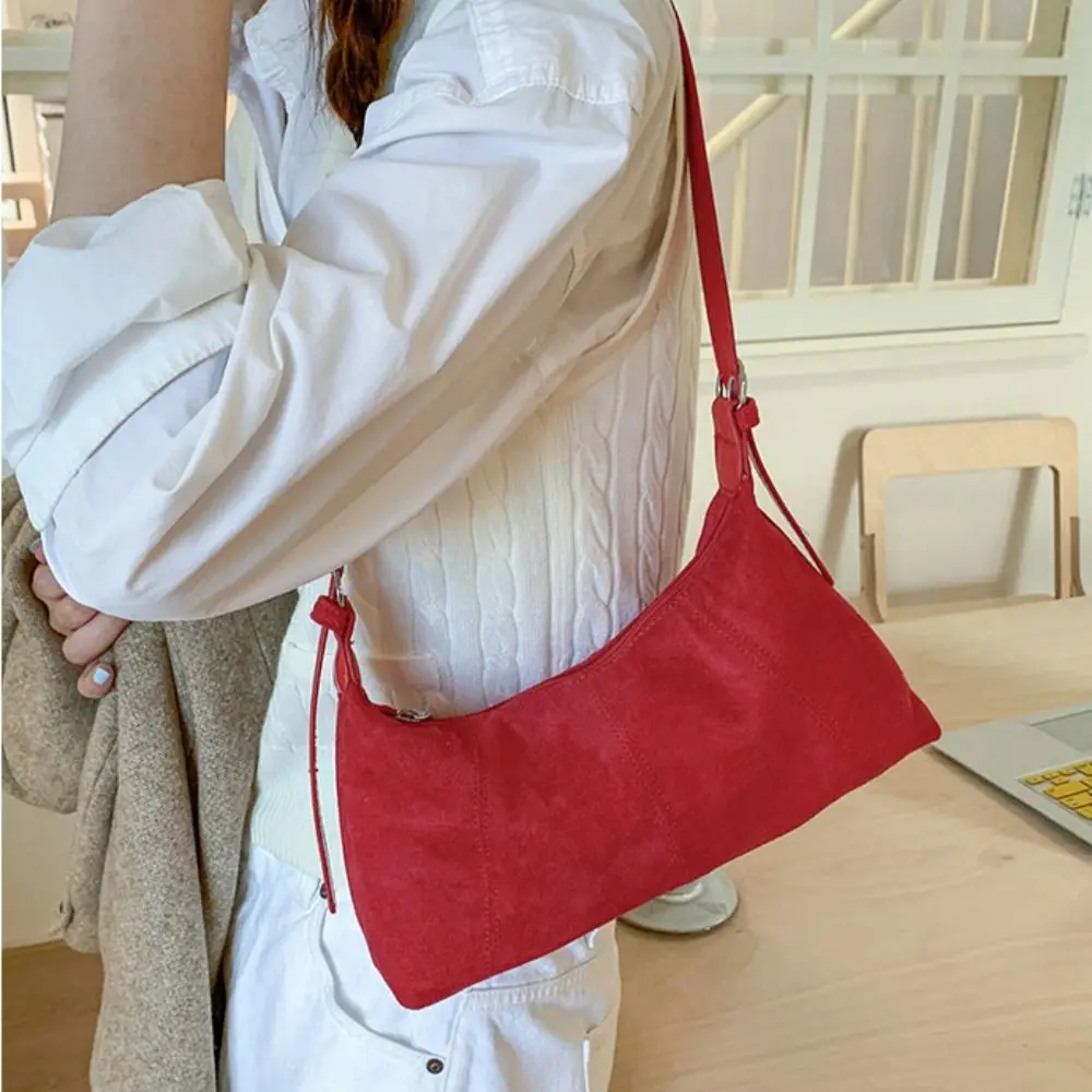 

Сумка через плечо из замши, вместительная сумка-подушка, сумка-хобо в корейском стиле, однотонная сумка-тоут в конфетных цветах