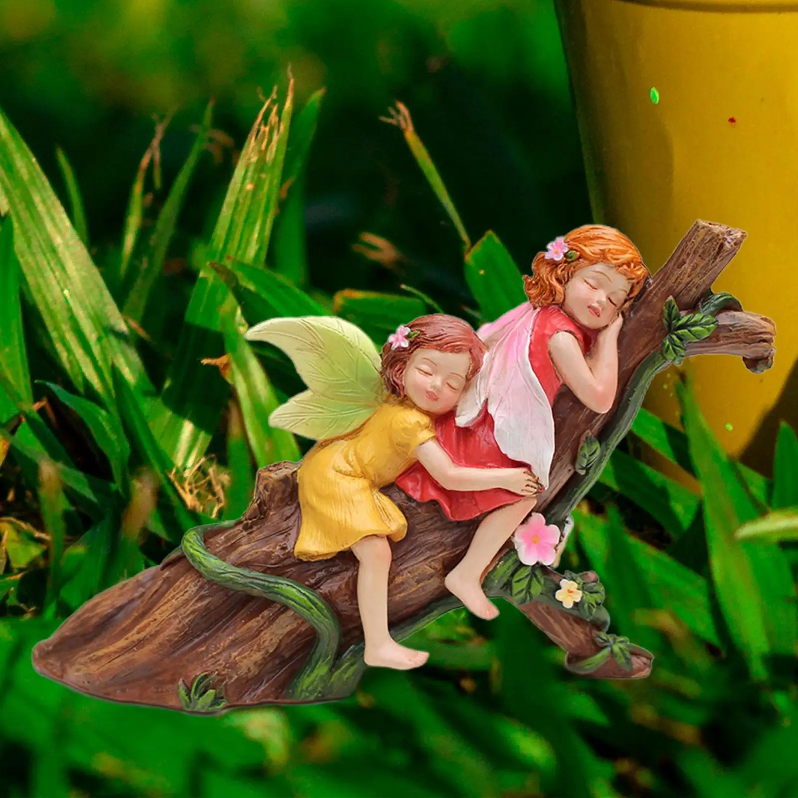 Sleeping Fairy Statue Sculpture Craft Miniature Figurines Flower Pot Decoration