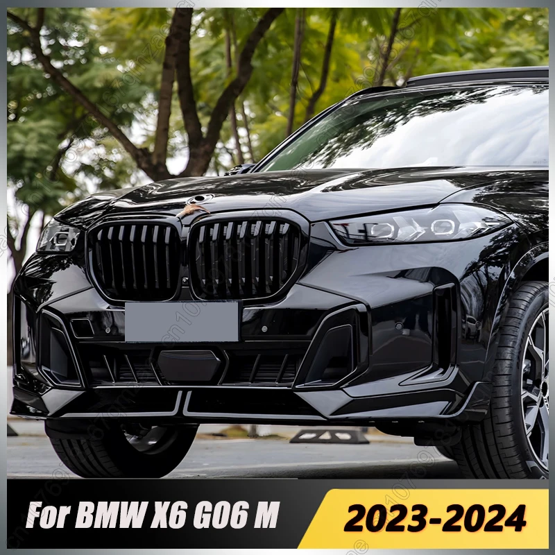 For BMW X6 G06 M Sport 2023-2024+ Car Front Bumper Lip For MP Style Glossy Black Splitters Spoiler Diffuser Body Kits Trim