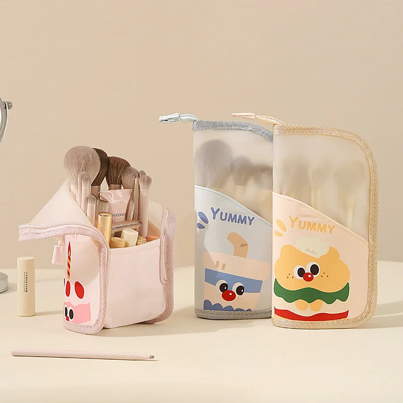 Portable Women Handheld Cosmetic Bag Storage Pouch for Makeup Brushes Lipstick Eyebrow Pencils Stationery Waterproof Wash Bag