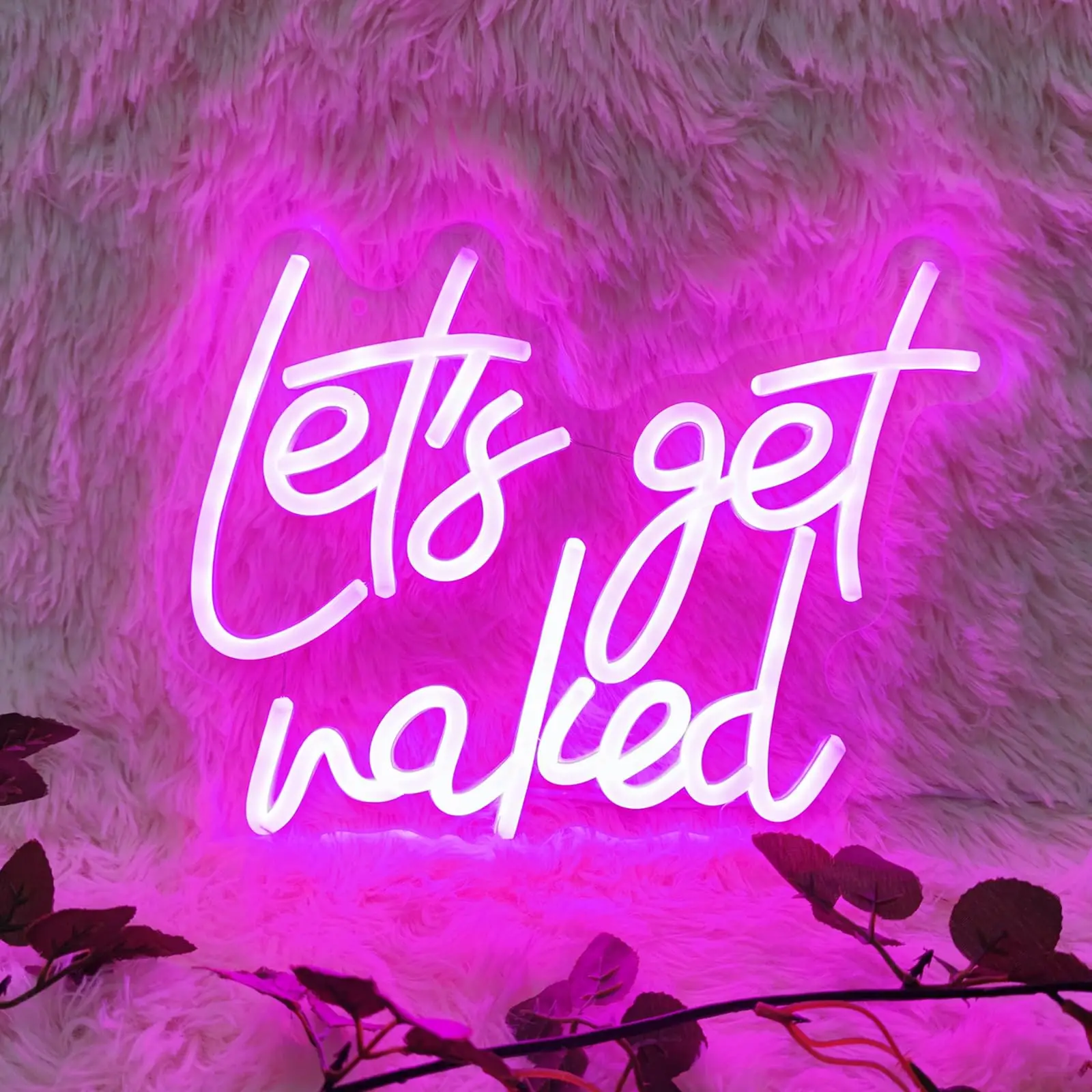 Let's get nacked ป้ายนีออน LED Signboard สําหรับปาร์ตี้บาร์ส่องสว่างป้ายธุรกิจความงามผนังไฟตกแต่ง