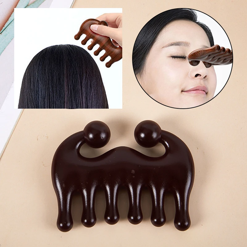 

Resin Massager Head Cervical Spine Massage Hair Comb Six Finger Gua Sha Board Promote Blood Circulation Massager Tool