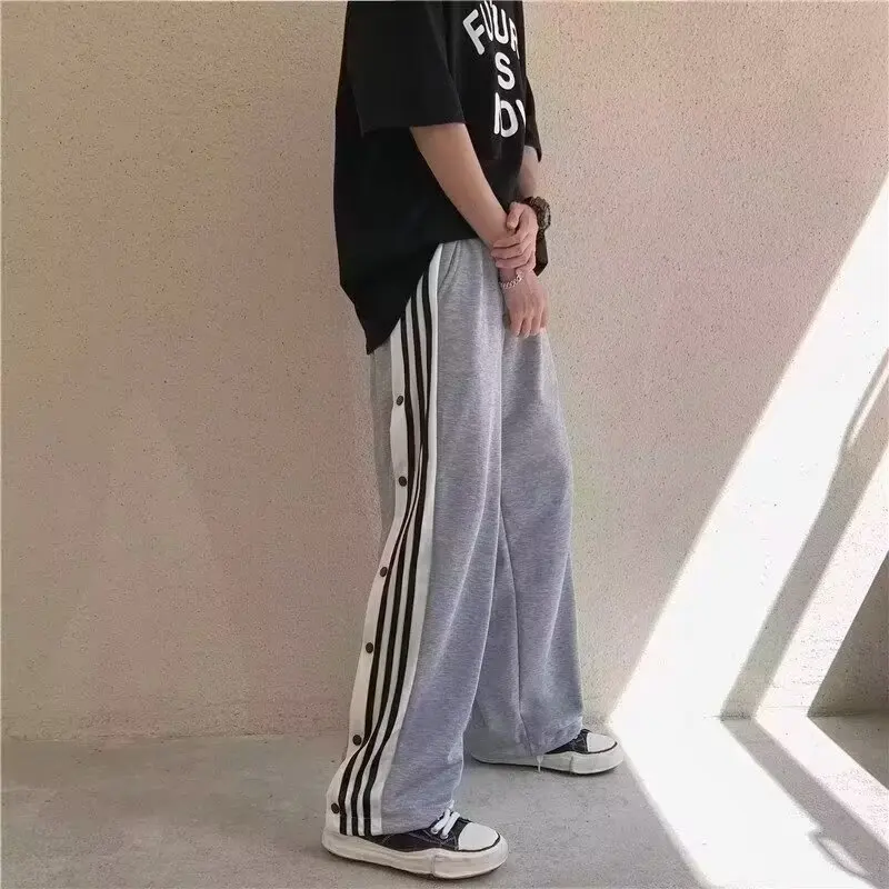 Summer Loose Men\'s Trend Simple Casual Pants Striped Pants Harajuku Sweatpants Men\'s Youth Popular Tide Fashion Straight Pants