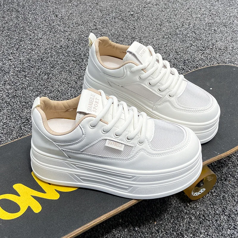 

2026 Women's Summer Mesh Breathable Casual Board Shoes White Height Increasing Sports Shoes New Style