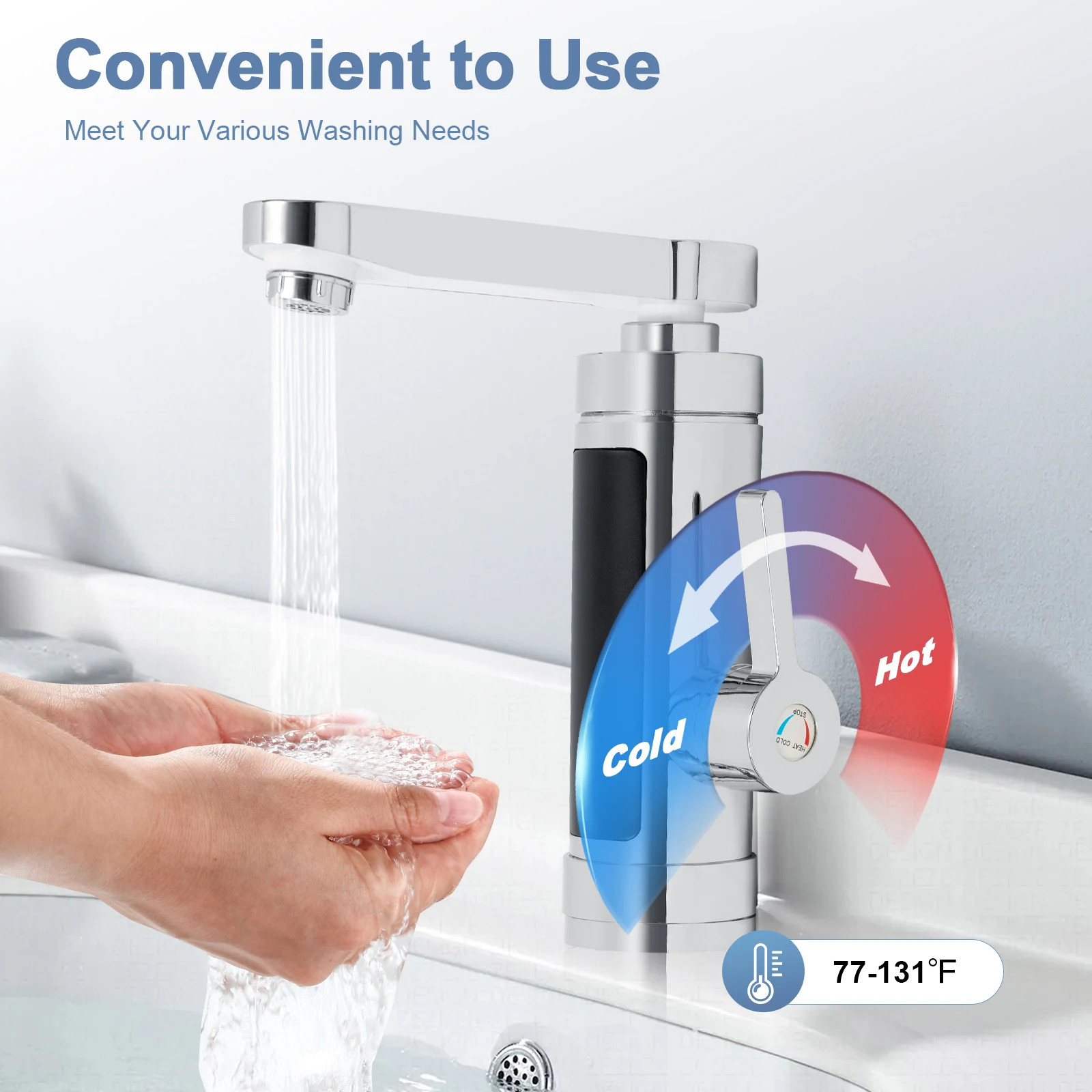 Rubinetto elettrico istantaneo per acqua calda da 3000 W Rubinetto in acciaio inossidabile a LED con