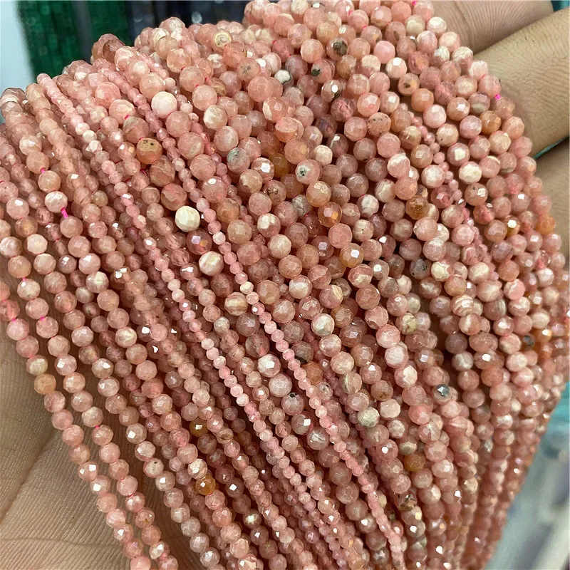 Natural Rose Pink Red Quartz Crystal Stone Beads 2 3 4mm Agates Chalcedony Morganite Rhodochrosite Gem Bead For Making Jewelry