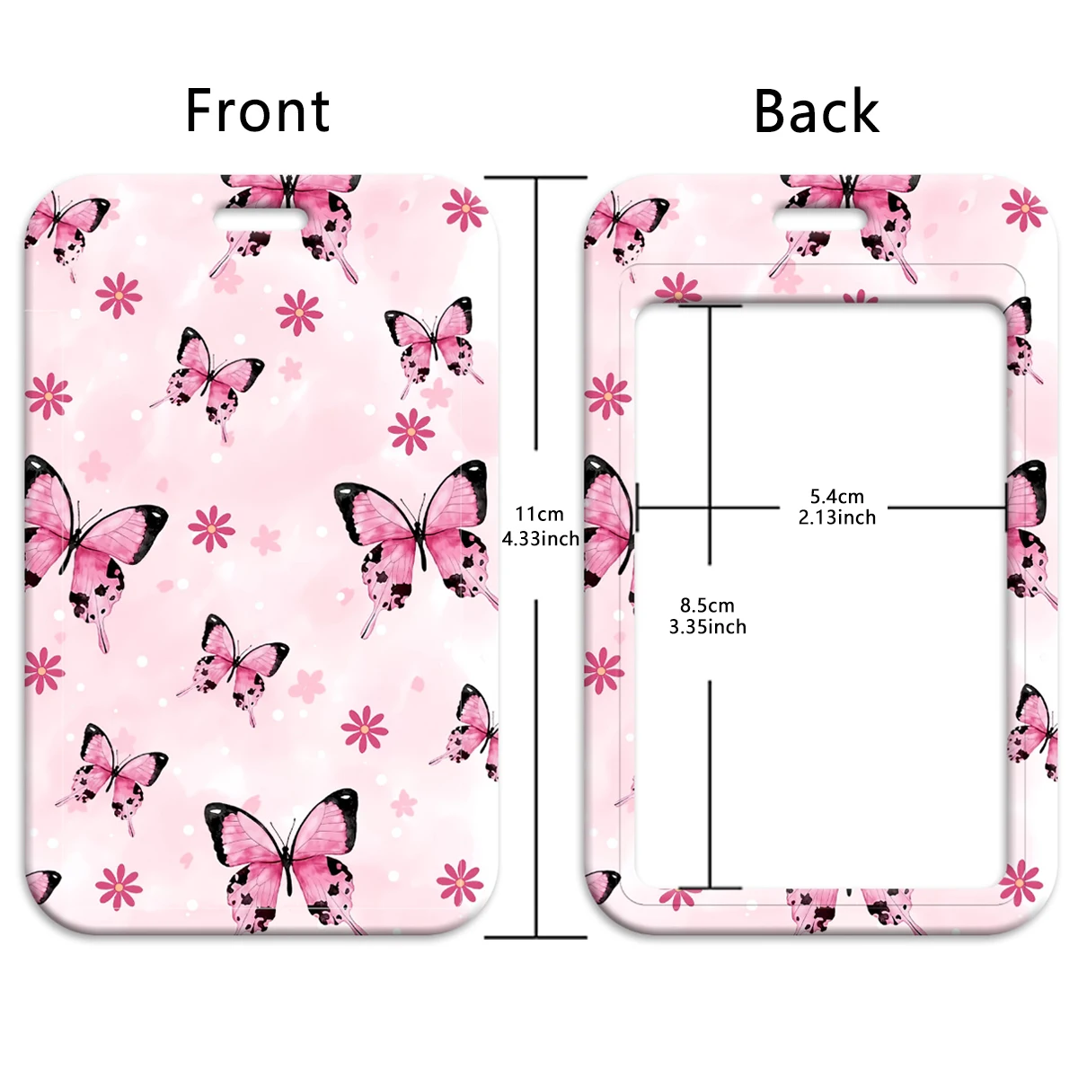 Pink Butterfly Pattern Neck Strap Lanyard for Keys Keychain Badge Holder ID Credit Card Pass Hang Rope Lariat Mobile Phone Charm