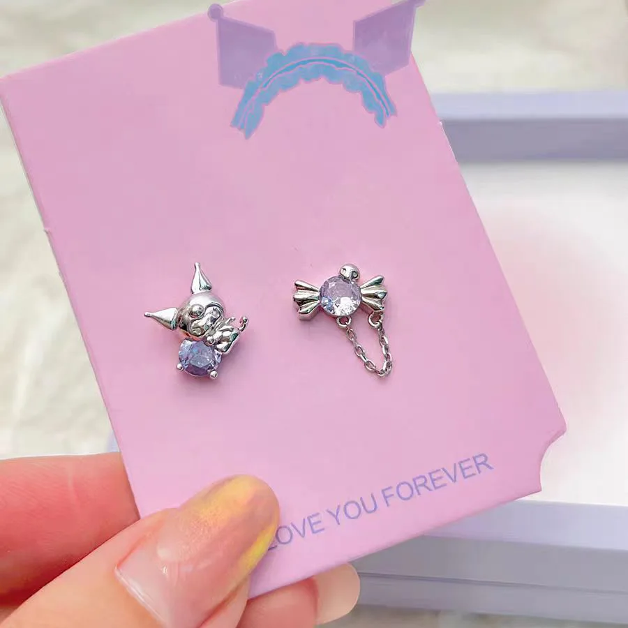 

Creative Inlaid Crystal Cute Little Animal Candy Stud Earrings For Women Simple Playful Earring Jewelry Daily Wear Accessories