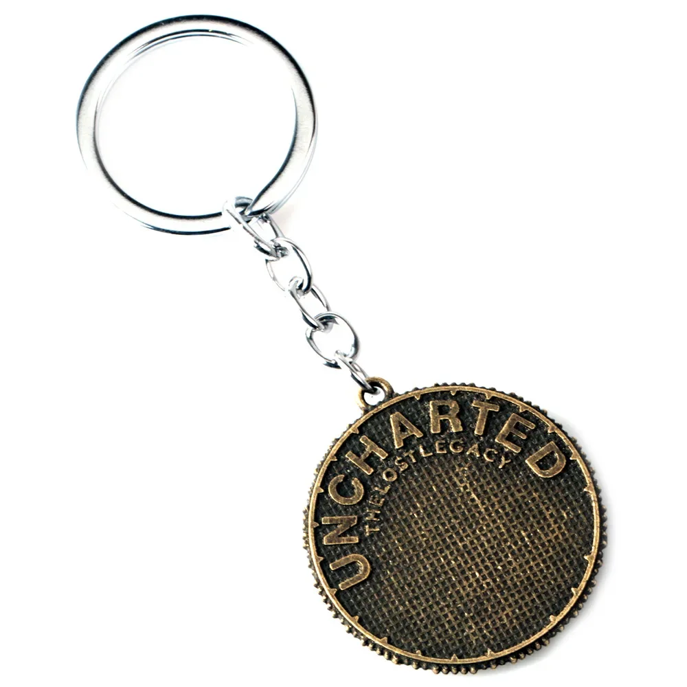 Vintage The Lost Legacy Coin Pendant Keychain for Men Uncharted Mysterious Treasure Signet Metal Key Ring Fans Party Jewelry