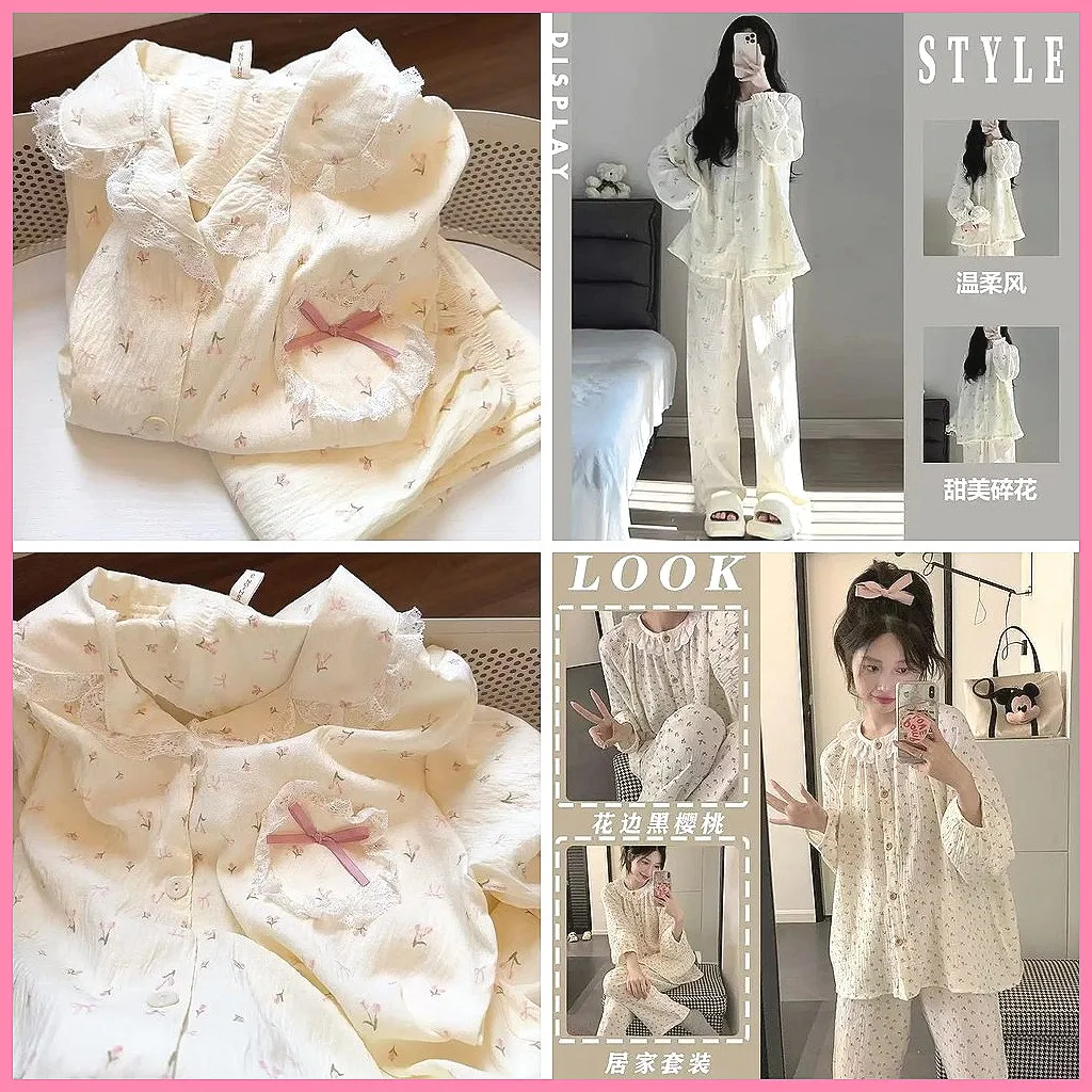 

Spring Women's Pajama Set Cute Sweet Home Loungewear Long Sleeve Sleepwear Set (Characters: 72)