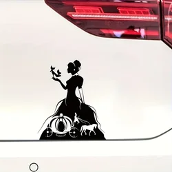 Princess Cinderella Silhouette Vinyl Sticker For Girls Car Window Truck Bumper, Cinderella Castle Decals For Laptop Decor