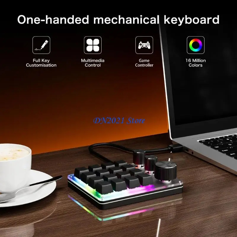 

F3KE Macro Programmable Keypad USB C Mini 16-Key 3 Knobs Hotswap Mechanical Keyboard