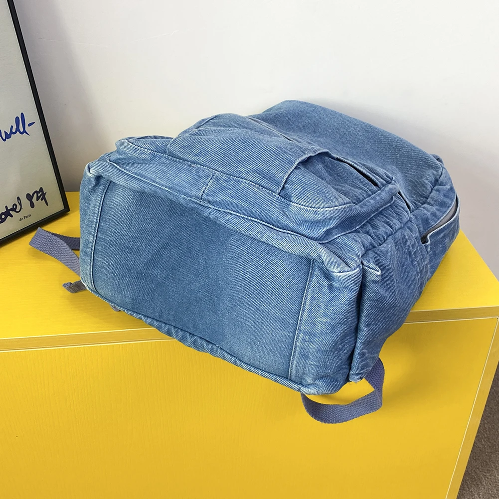 Women Vintage Backpack Large Capacity Denim Jeans Shoulder Bag Adjustable Strap Laptop Backpack Female Daily Backpack