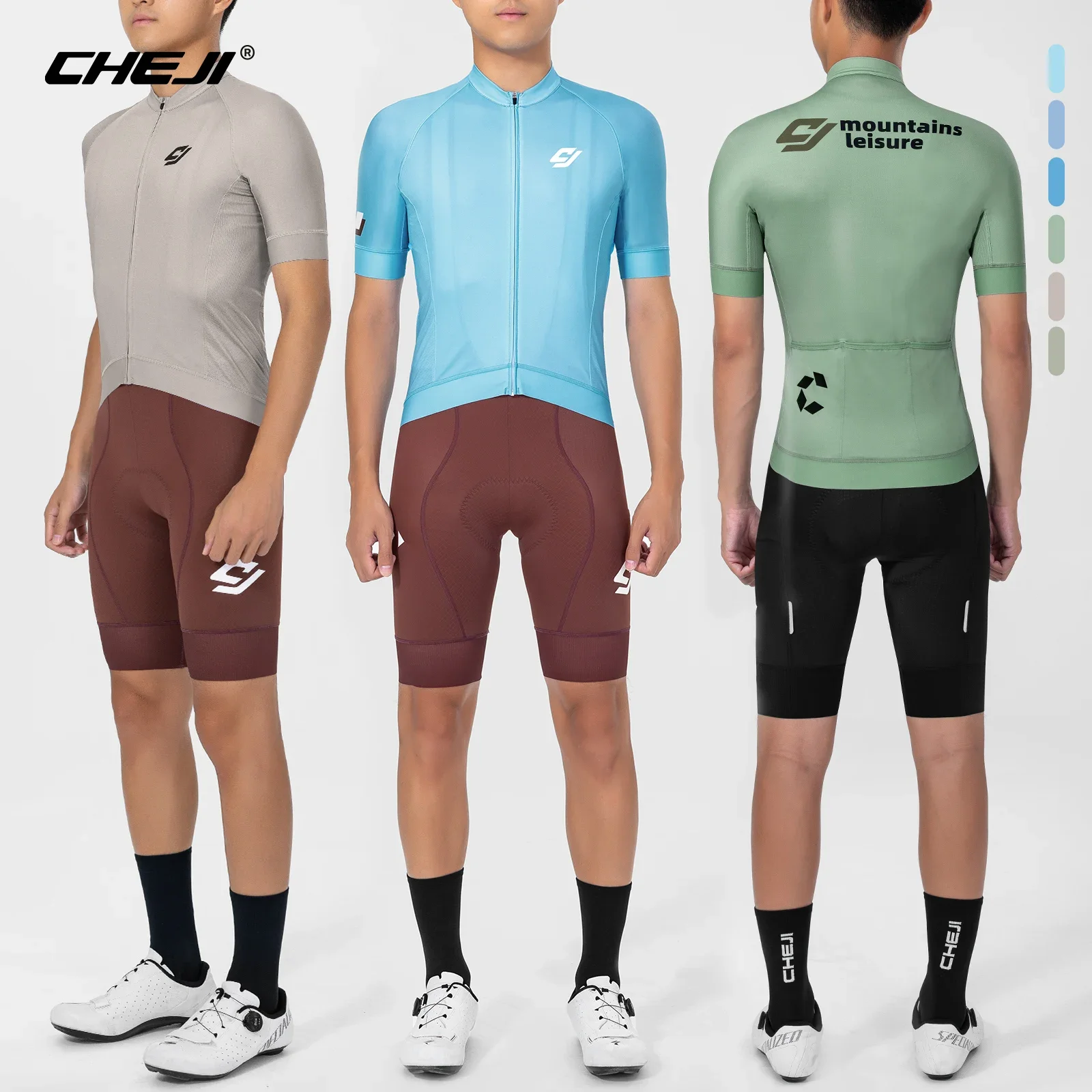 CHEJI New Summer Cycling Jerseys Men 2024 Men\'s Tops Clothing Sports Short Sleeved Quick Drying Breathable Equipment 5 Colours