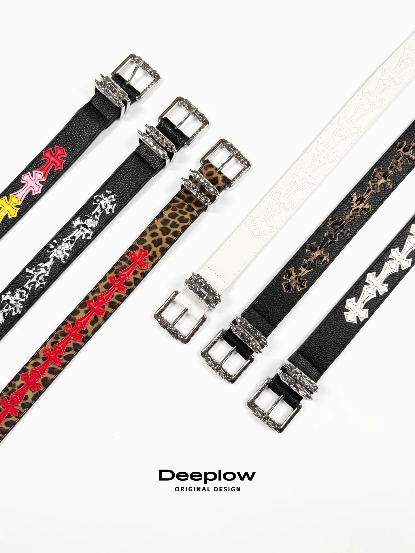 Dark Punk Cross Design Hip Hop Versatile Belt Y2K Spicy Girl Style Small Audience Leather Belt for All Ages Metal Buckle
