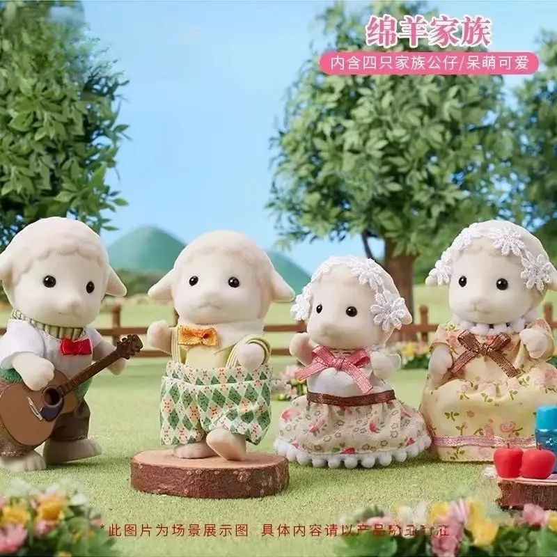 Hot Sale Sylvanian Families Anime Goat Family Family Sheep Family Seal Family Flocking Doll Toy Room Desktop Toy Festival Gift