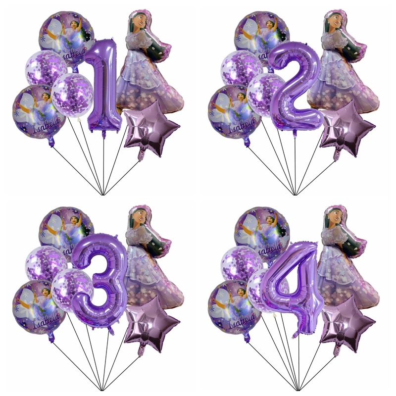 7 قطعة الكرتون إنكانتو إيزابيلا بالونات الحفلات مجموعة 32 بوصة عدد احباط بالونات الفتيات 1 2 3 4 5 6 7 8 9th عيد ميلاد ديكور الهواء Globos #1