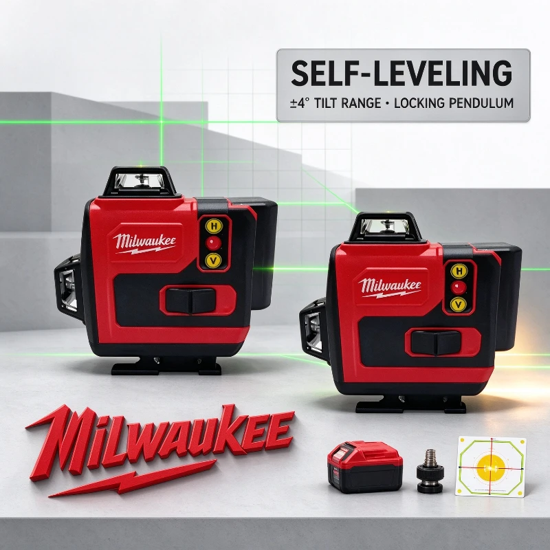 Milwaukee M18 Battery Compatible 8D16X 4D 16 Lines Laser Level 360° Green Beam Self-Leveling, Remote,±0.2mm/m for Indoor Outdoor