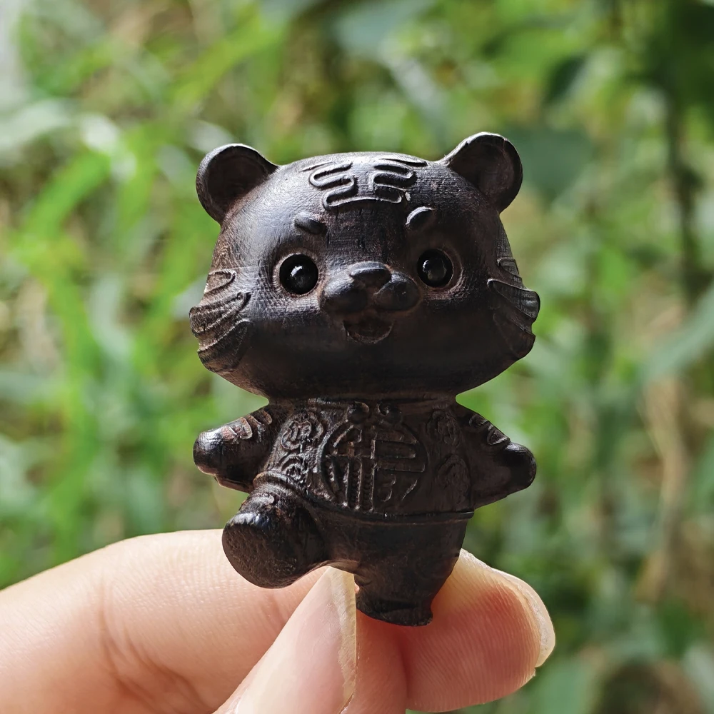 Hand-Carved Wooden Tiger Figurine Ornament, Modern Style, Traditional Style, Suitable for Halloween Decorations, Study Room, Office, Christmas Decorations, Fireplace, Interior Decorations, Men's Gifts