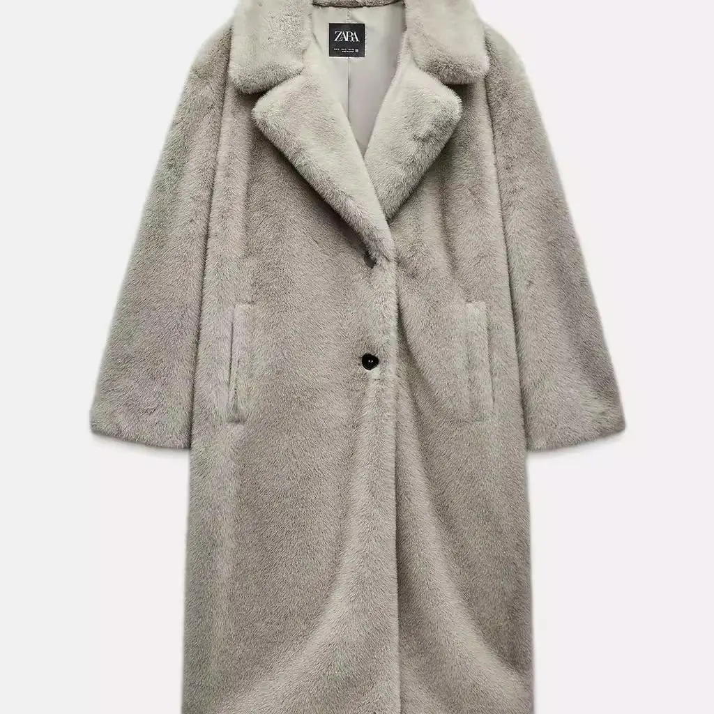 

Осень-зима Новое поступление Wind Faion женское длинное пальто Jaet с эффектом искусственного меха большого размера с v-образным вырезом корейский Sle Thiened