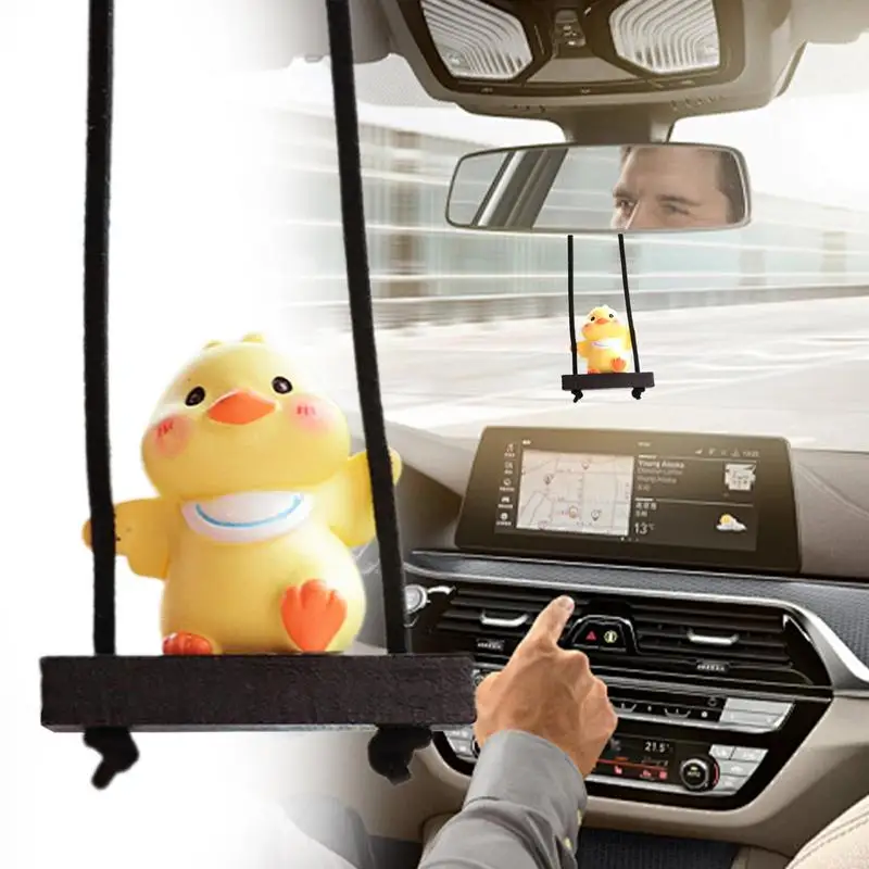 Duck Car Pendant Cute Auto Ornament Little Duck Swing Automobile Ornaments Interior Decoration Car Charm Accessories For Girls