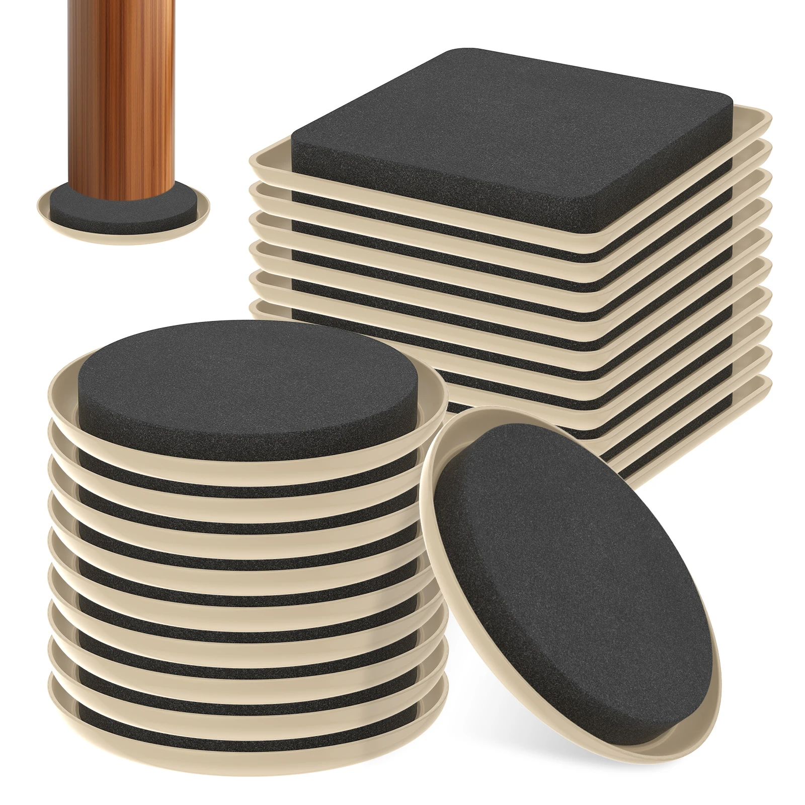 20 Pcs Reusable Furniture Sliders for Hardwood Tile Laminate Carpet Use Furniture Slider Furniture Moving Pad Furniture Glide